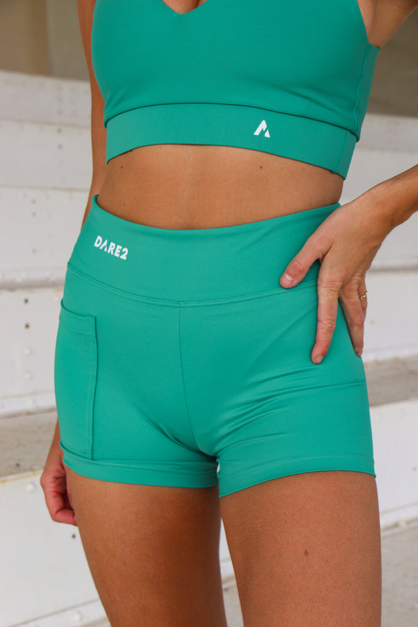 Jade Green High-Waisted Mini Short