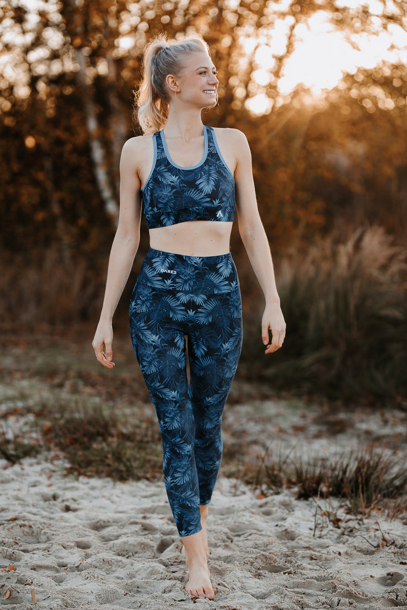 Blue Palm Trees High-Waisted Tights – Dare2Store1