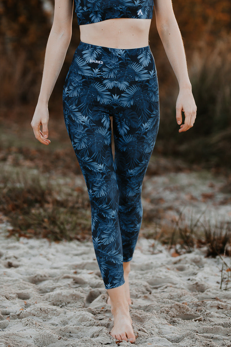Blue Palm Trees High-Waisted Tights